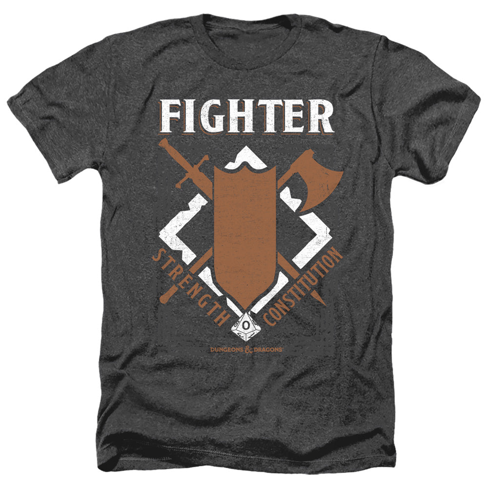 Dungeons And Dragons Fighter Adult Size Heather Style T-Shirt Black