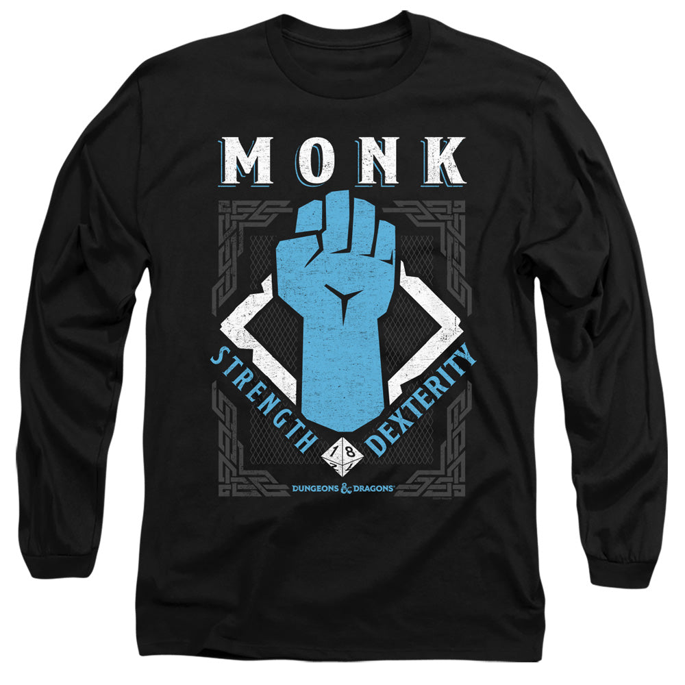 DUNGEONS AND DRAGONS : MONK L\S ADULT T SHIRT 18\1 Black SM
