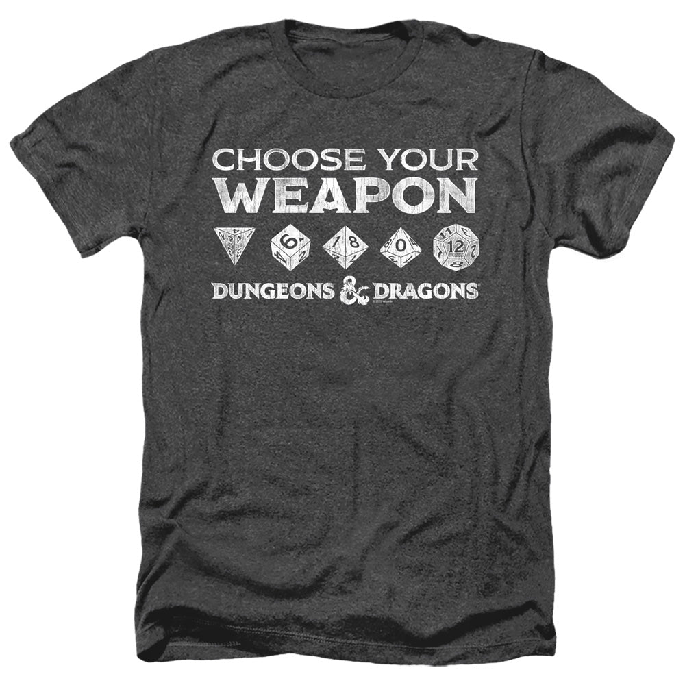 Dungeons And Dragons Choose Your Weapon Adult Size Heather Style T-Shirt Black