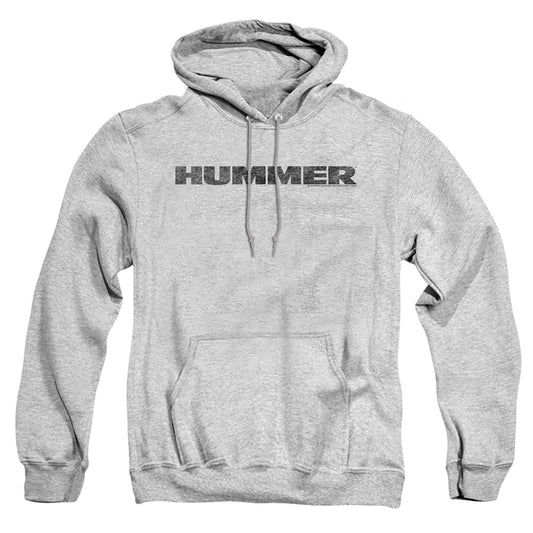 HUMMER : DISTRESSED HUMMER LOGO ADULT PULL OVER HOODIE Athletic Heather 2X