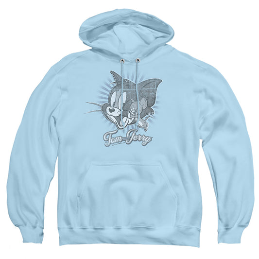 TOM AND JERRY : CLASSIC PALS ADULT PULL OVER HOODIE LIGHT BLUE SM