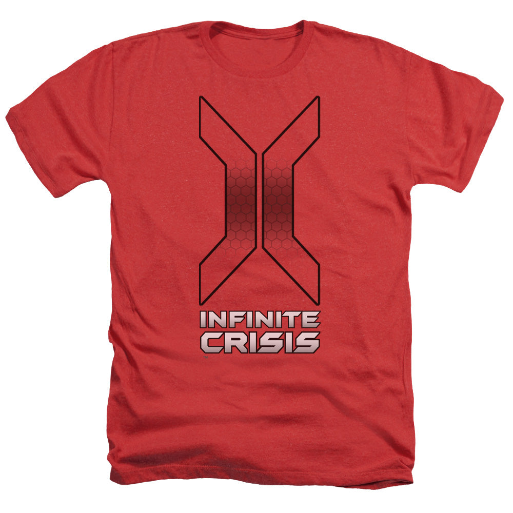 Infinite Crisis Title Adult Size Heather Style T-Shirt Red