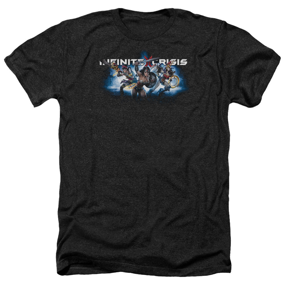 Infinite Crisis IC Blue Adult Size Heather Style T-Shirt Black