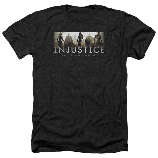 Injustice Gods Among Us Logo Adult Size Heather Style T-Shirt Black