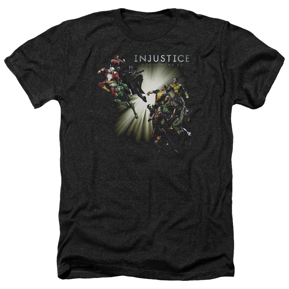 Injustice Gods Among Us Good VS. Evils Adult Size Heather Style T-Shirt Black