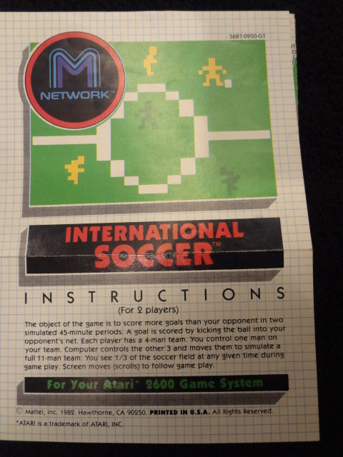 International Soccer Instruction Booklet Atari 2600