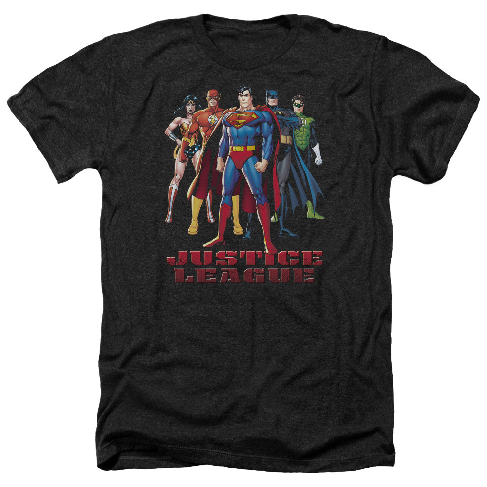 Justice League Of America In League Adult Size Heather Style T-Shirt Black