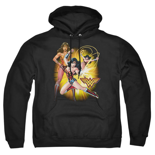 JUSTICE LEAGUE OF AMERICA : WONDER WOMAN ADULT PULL OVER HOODIE Black MD