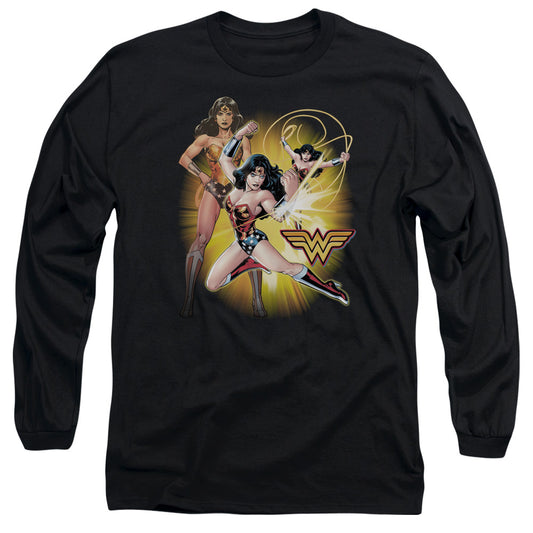 JUSTICE LEAGUE OF AMERICA : WONDER WOMAN L\S ADULT T SHIRT 18\1 BLACK MD