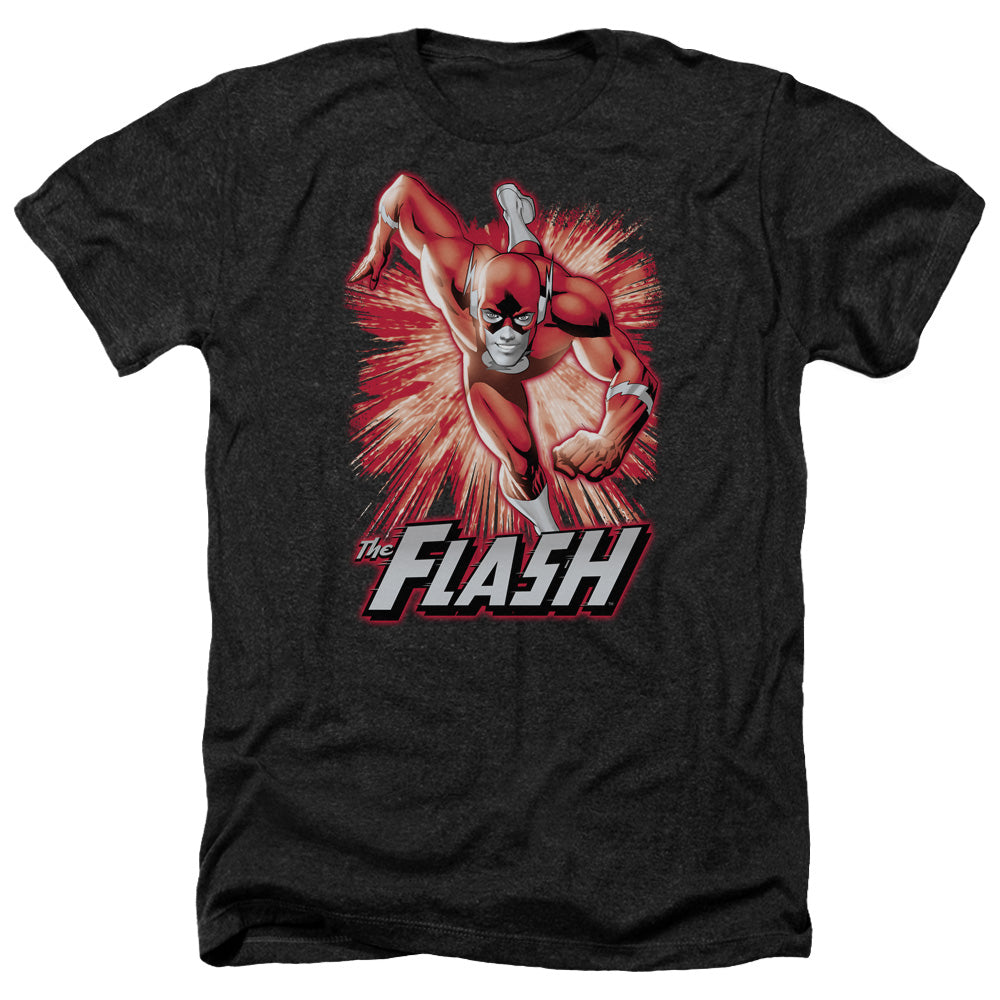 Justice League Of America Flash Red And Gray Adult Size Heather Style T-Shirt Black