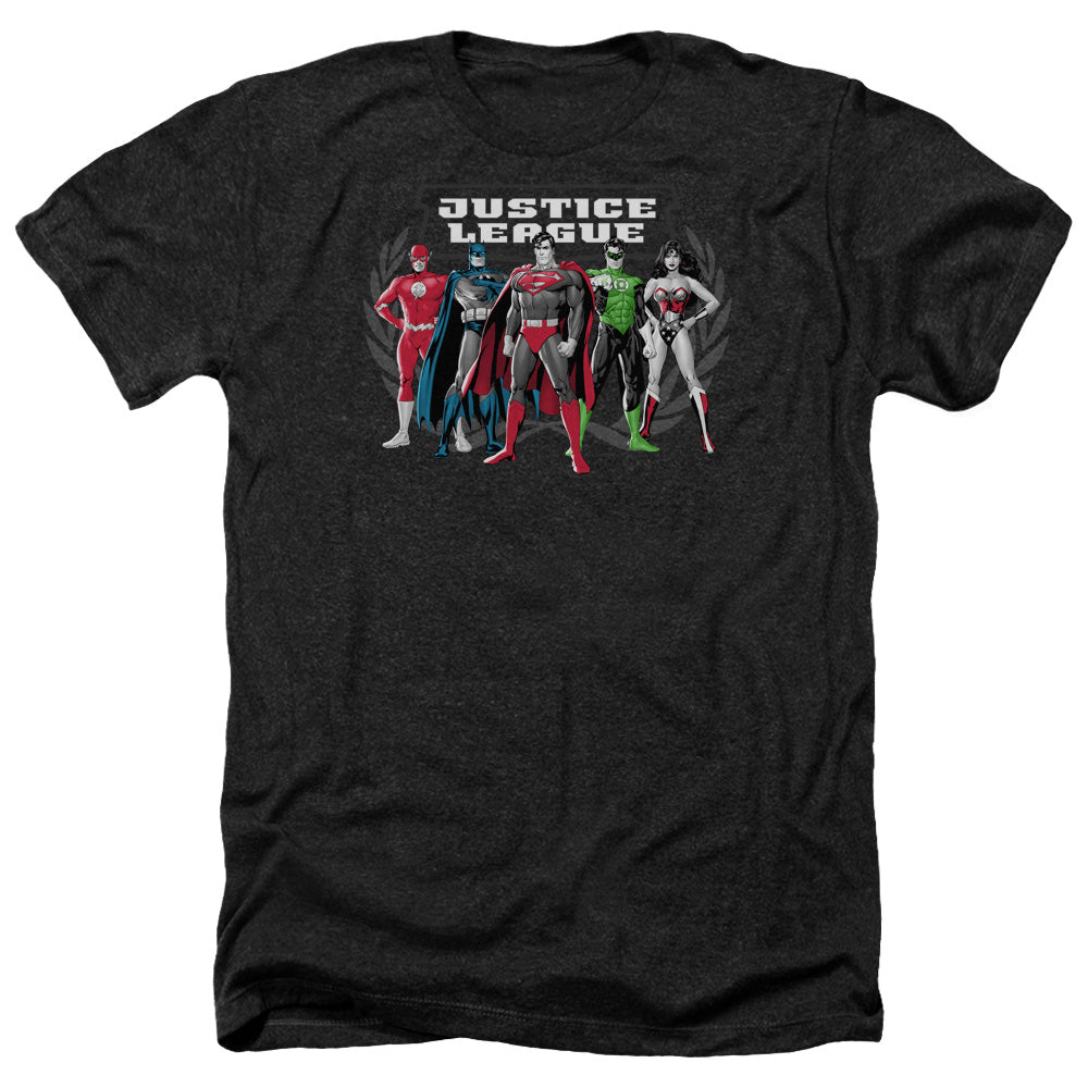 Justice League Of America The Big Five Adult Size Heather Style T-Shirt Black