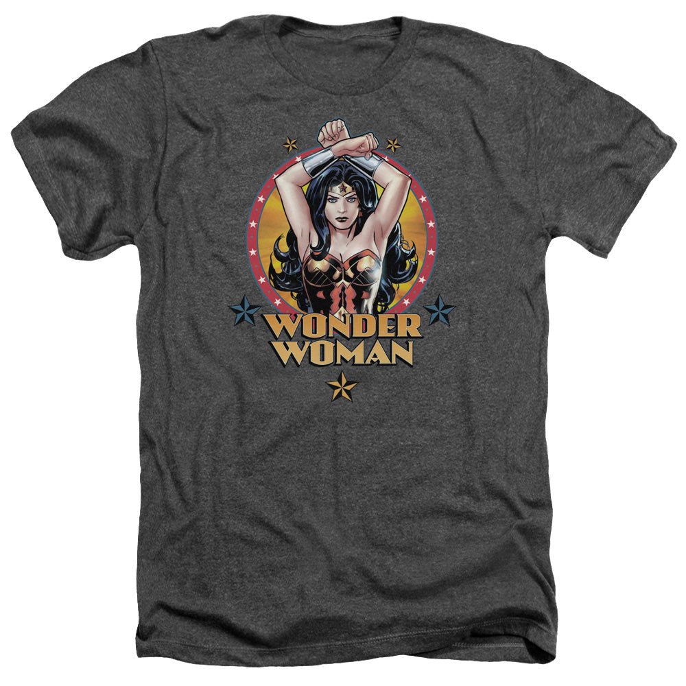 Justice League Of America Powerful Woman Adult Size Heather Style T-Shirt Charcoal