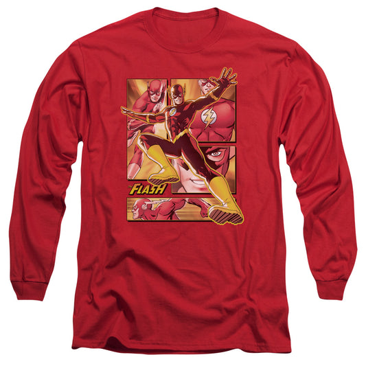 JUSTICE LEAGUE OF AMERICA : FLASH L\S ADULT T SHIRT 18\1 RED 2X