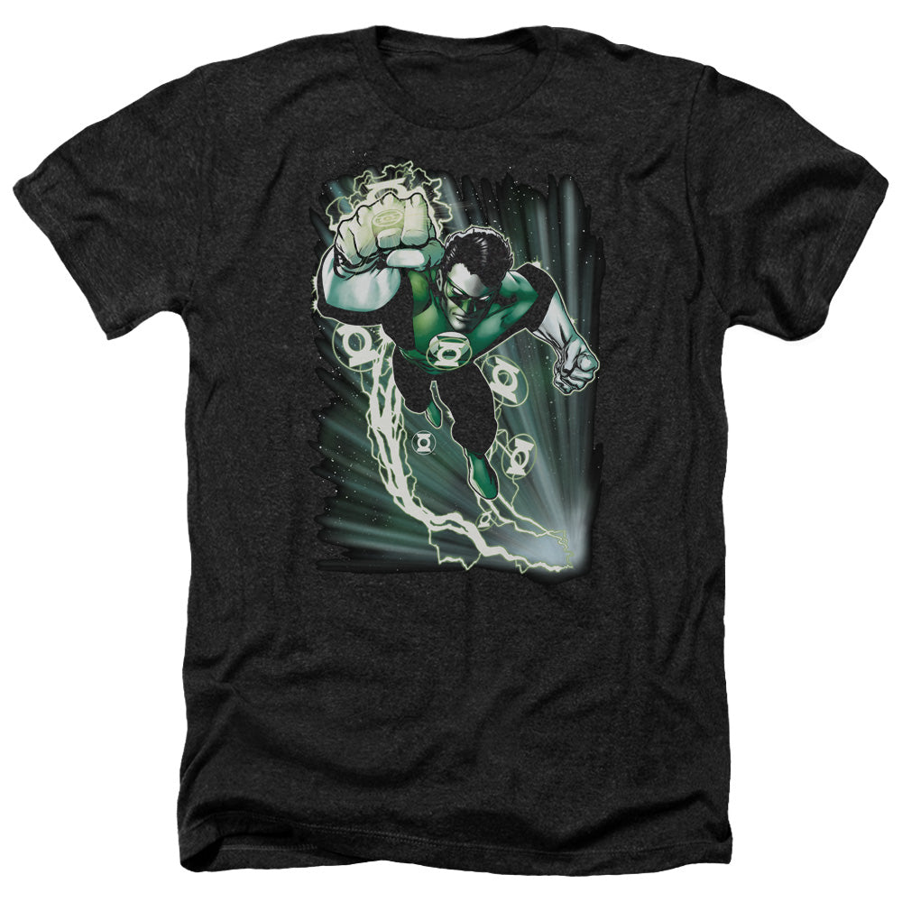 Justice League Of America Emerald Energy Adult Size Heather Style T-Shirt Black