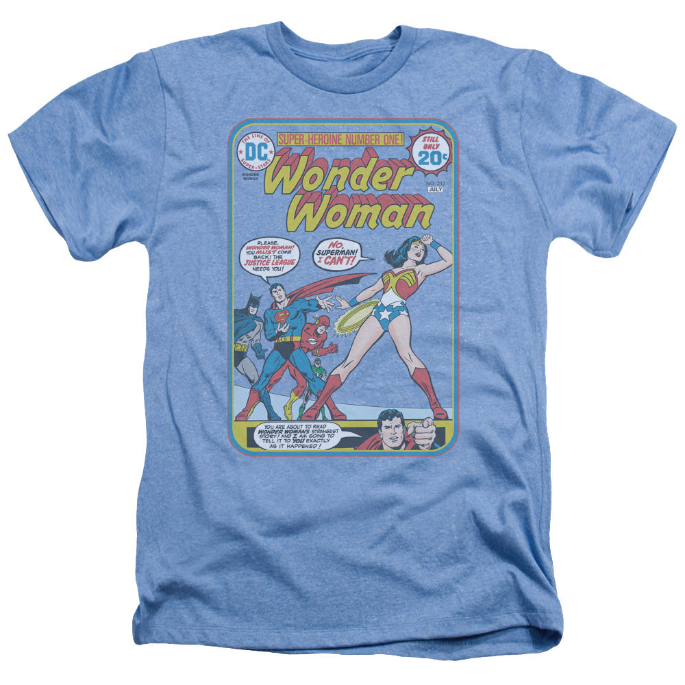Justice League Of America Wonder Woman #212 Cover Adult Size Heather Style T-Shirt Light Blue