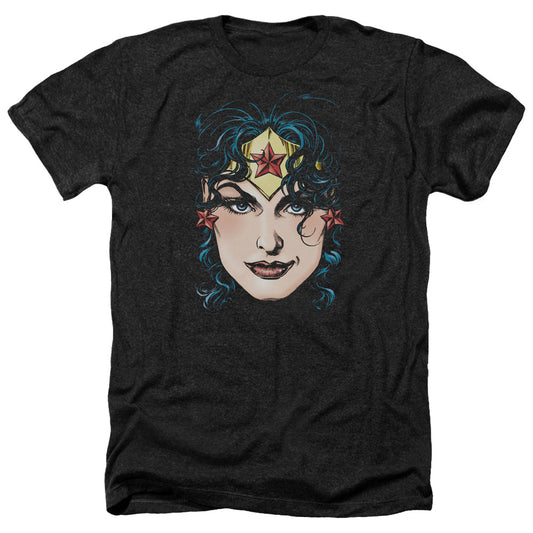 DC Wonder Women Face Adult Size Heather Style T-Shirt Black