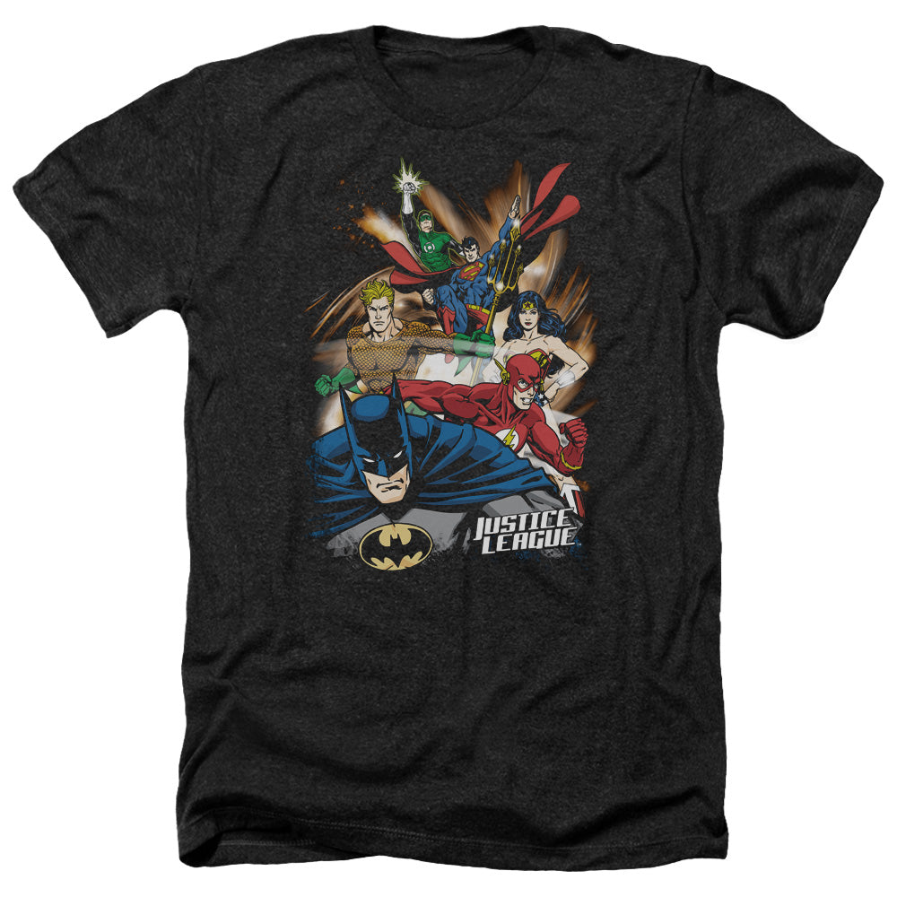 Justice League Of America Starburst Adult Style Heather Style T-Shirt Black