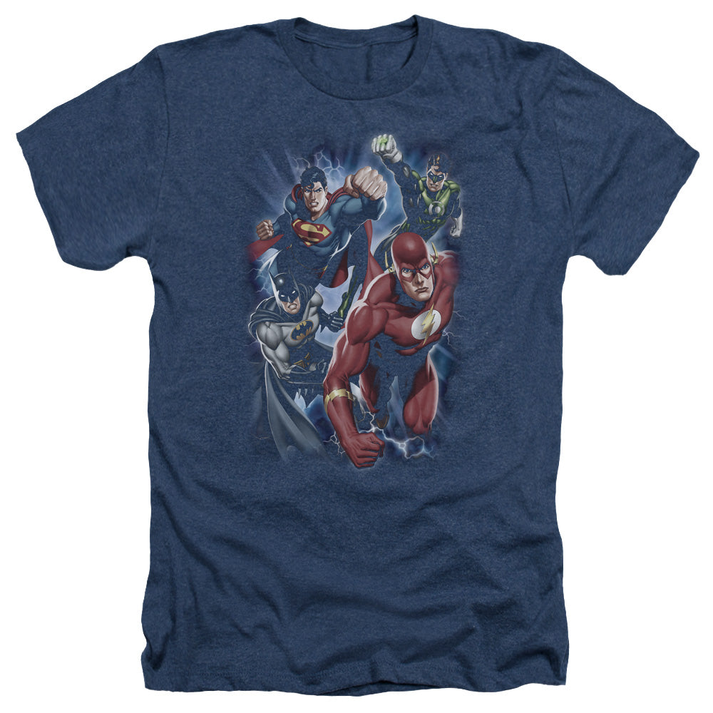 Justice League of America Storm Chasers Adult Size Heather Style T-Shirt Navy