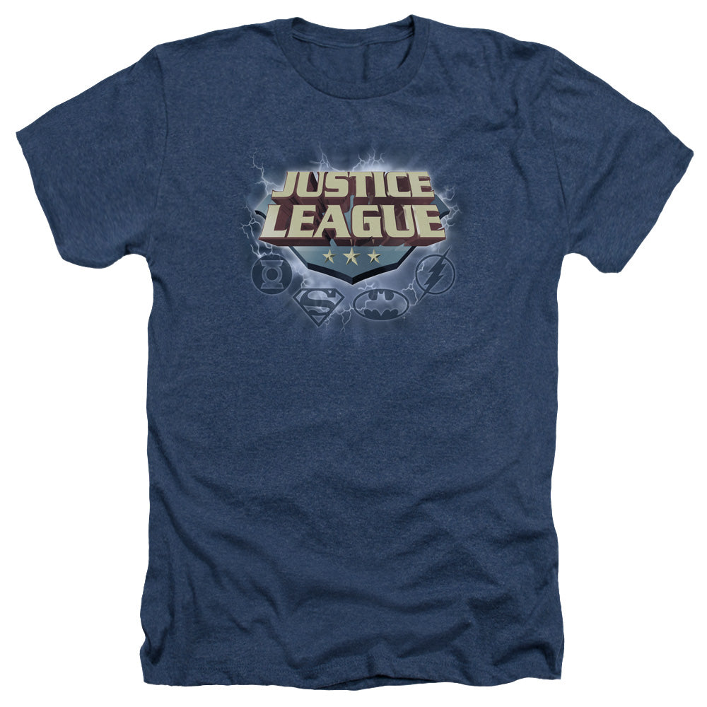 Justice League Of America Storm Logo Adult Size Heather Style T-Shirt Navy