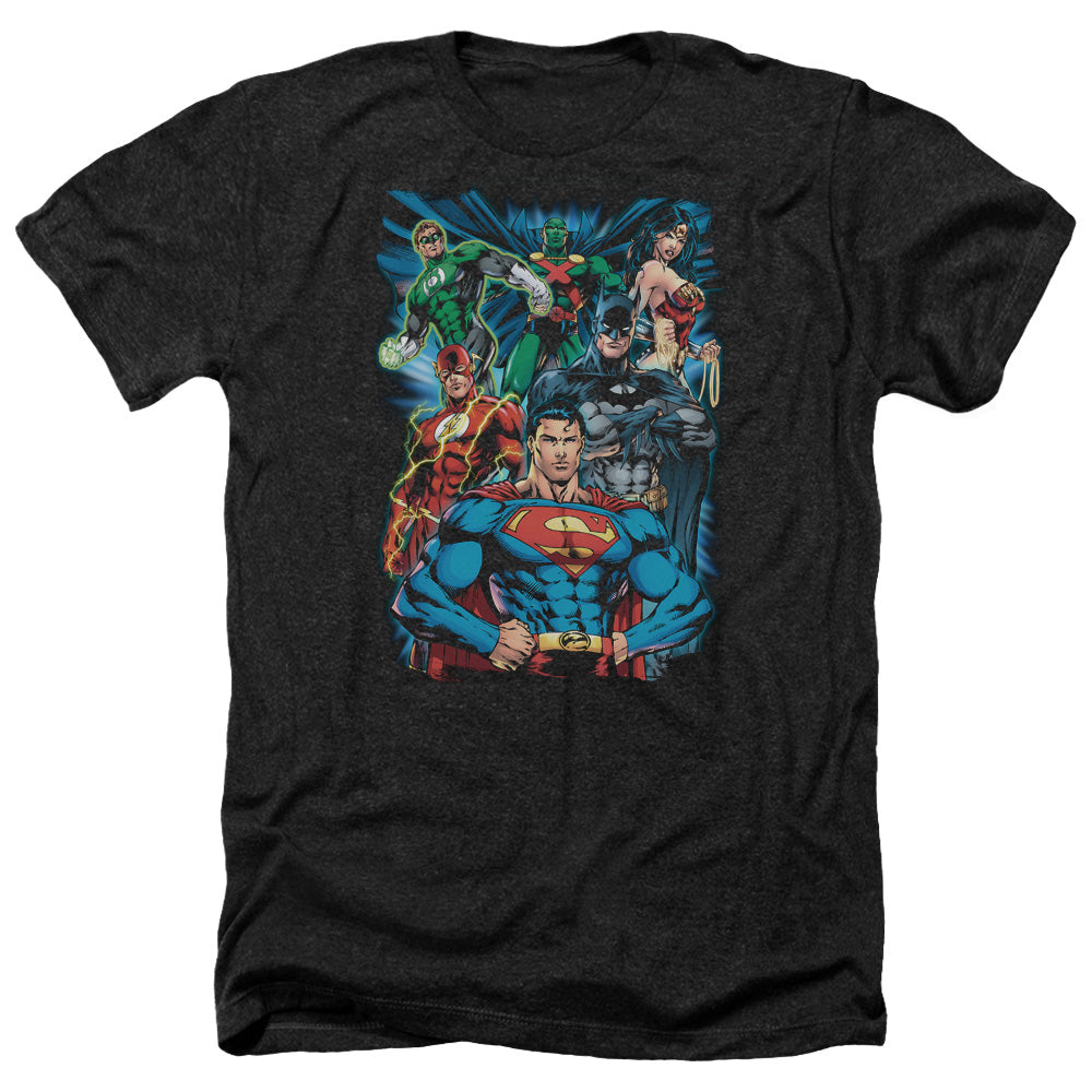 Justice League Of America Justice Is Served Adult Size Heather Style T-Shirt Black
