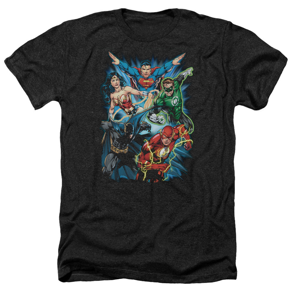 Justice League Of America Justice League Assemble Adult Size Heather Style T-Shirt Black