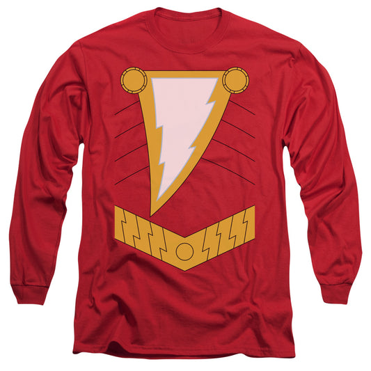 JUSTICE LEAGUE OF AMERICA : SHAZAM L\S ADULT T SHIRT 18\1 Red LG