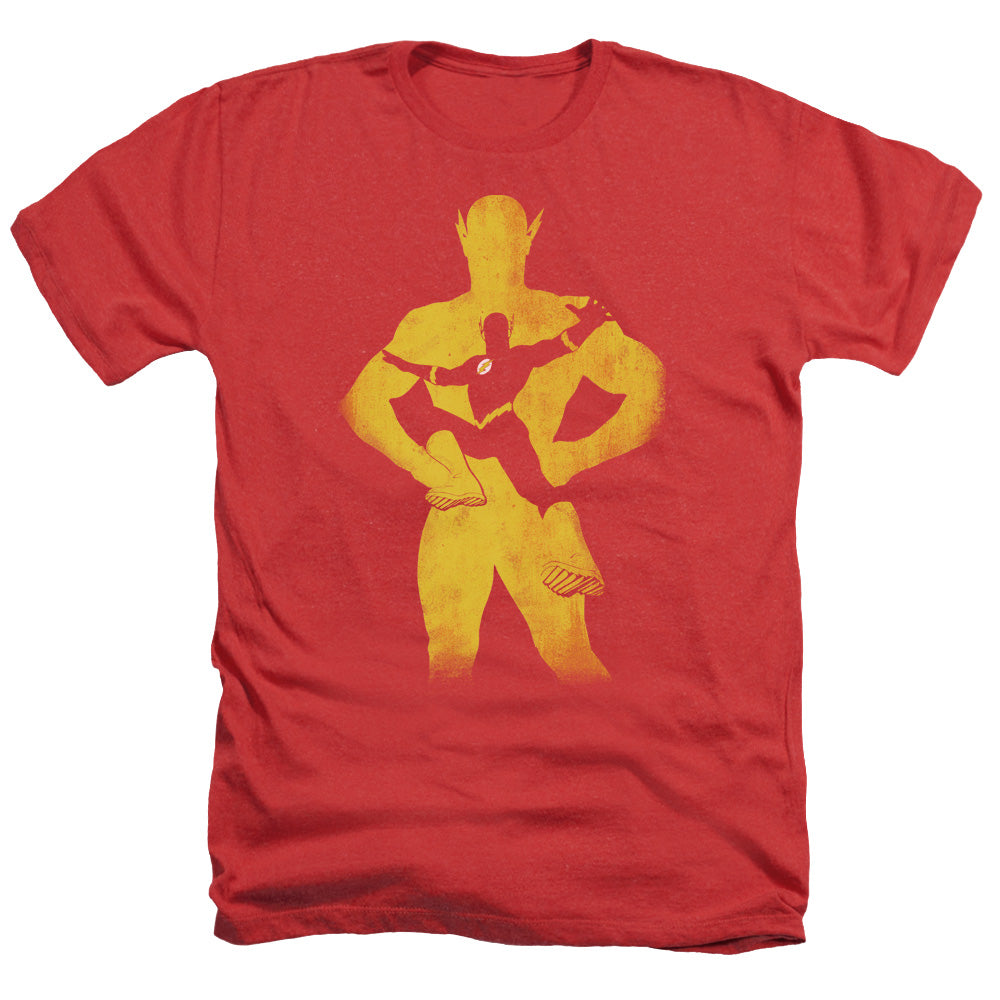 Justice League Of America Flash Knockout Adult Size Heather Style T-Shirt Red