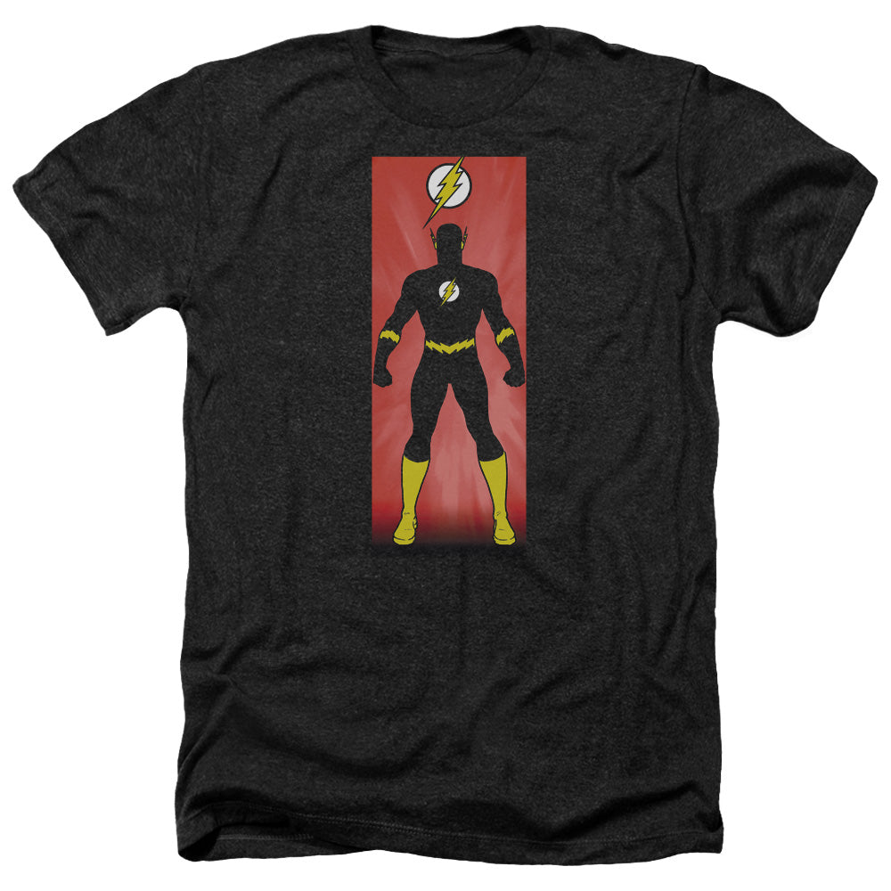 Justice League Of America Flash Block Adult Size Heather Style T-Shirt Black