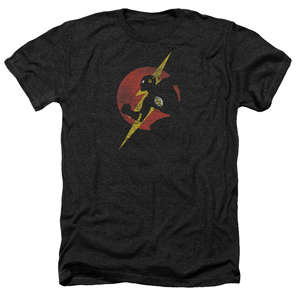 Justice League Of America Flash Symbol Knockout Adult Size Heather Style T-Shirt Black