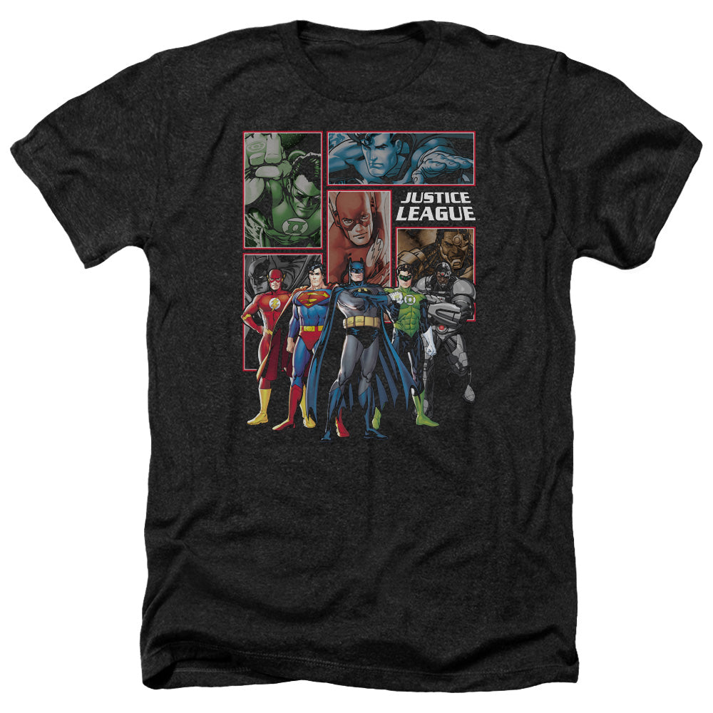 Justice League Of America NEW JLA Panels Adult Size Heather Style T-Shirt Black