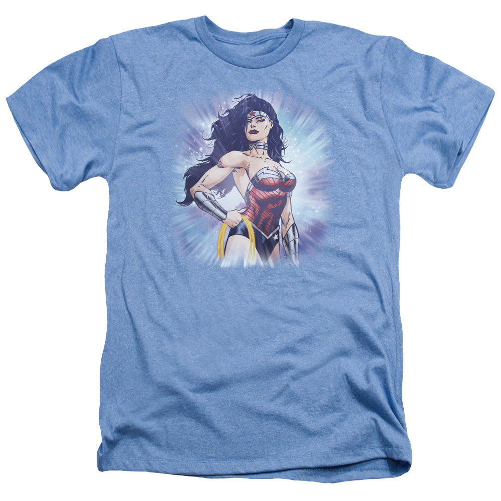 Justice League Of America Warrior Adult Size Heather Style T-Shirt Light Blue