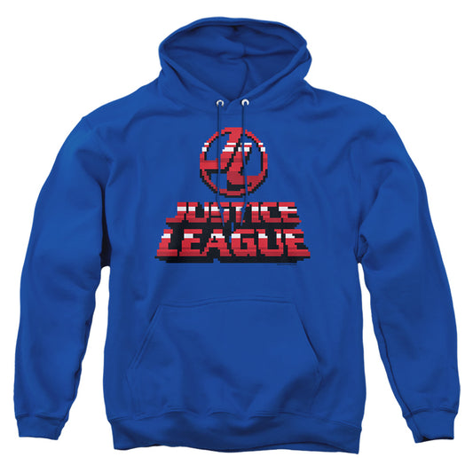 JUSTICE LEAGUE OF AMERICA : 8 BIT JLA ADULT PULL OVER HOODIE Royal Blue 2X