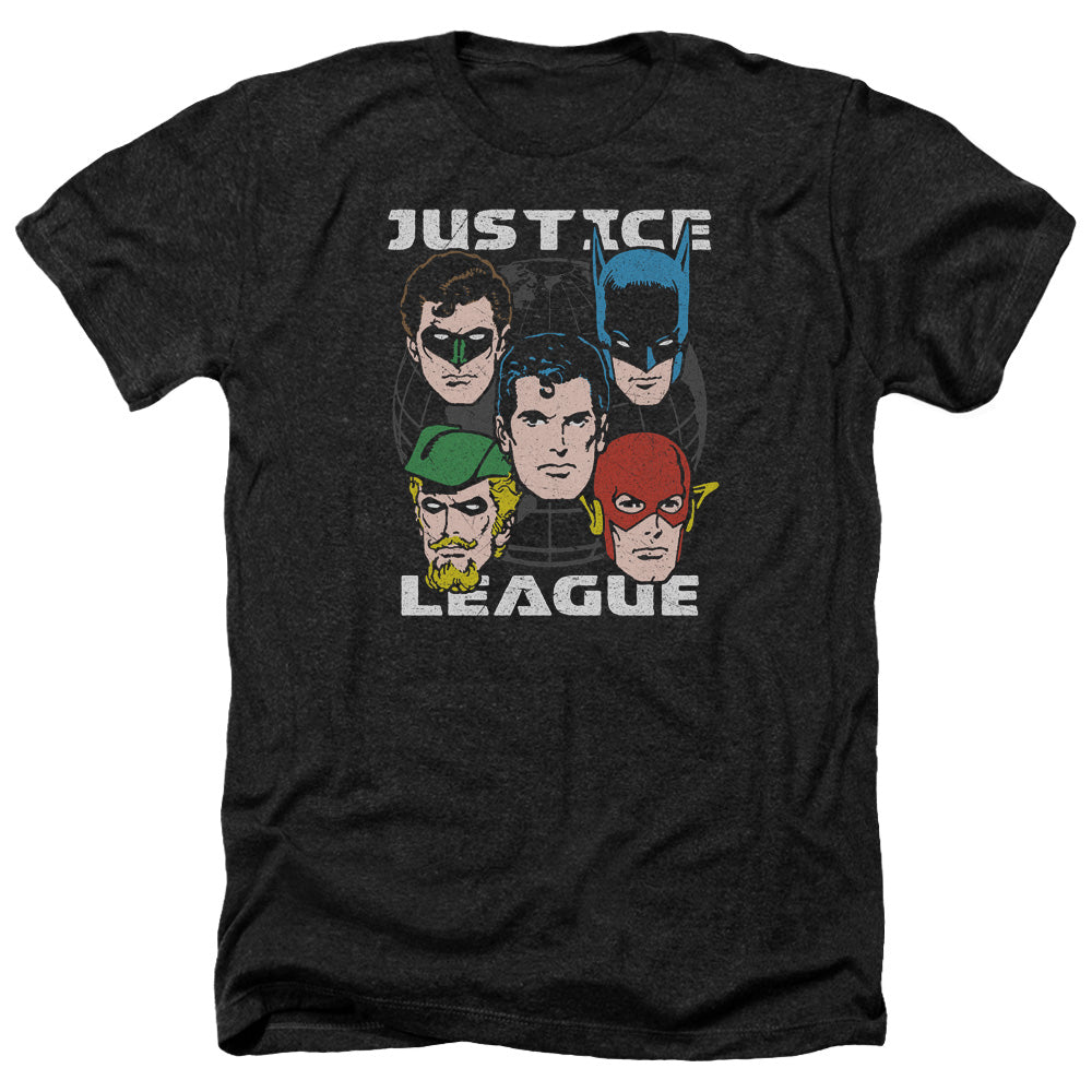 Justice League Of America Head Of States Adult Size Heather Style T-Shirt Black