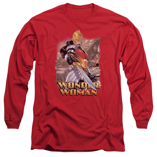 JUSTICE LEAGUE OF AMERICA : WONDER WOMAN L\S ADULT T SHIRT 18\1 Red MD