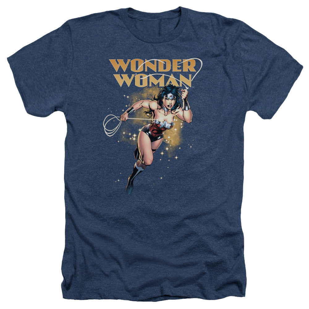 Justice League Of America Star Lasso Adult Size Heather Style T-Shirt Navy