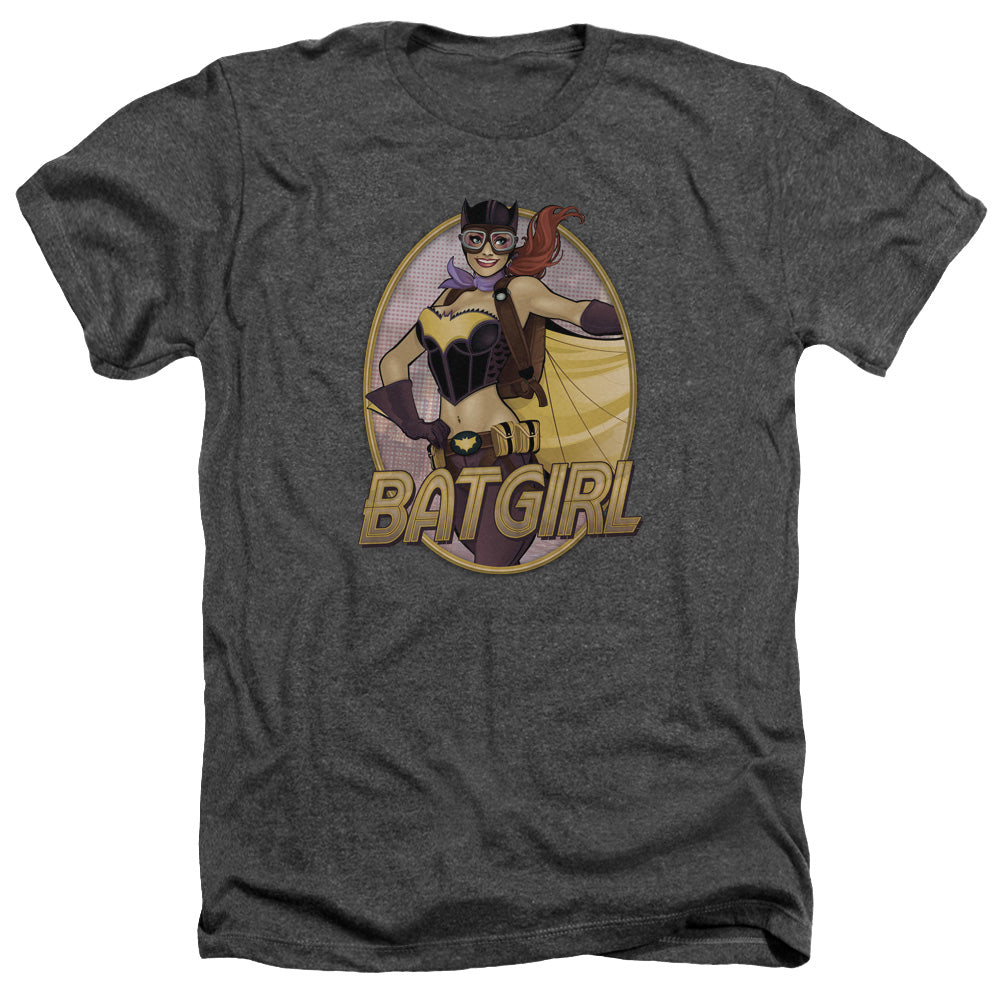 Justice League Of America Batgirl Bombshell Adult Size Heather Style T-Shirt Charcoal