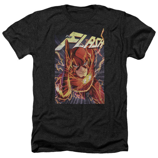 Justice League Of America Flash One Adult Size Heather Style T-Shirt Black