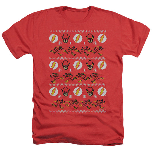DC Flash The Flash Ugly Christmas Sweater Adult Size Heather Style T-Shirt Red