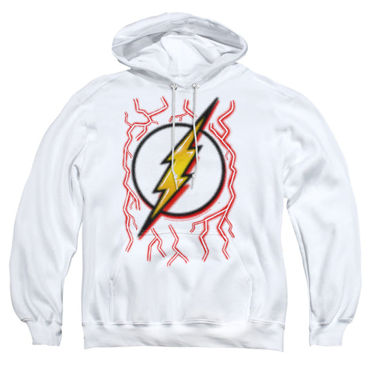 DC FLASH : AIRBRUSH BOLT ADULT PULL OVER HOODIE White 2X