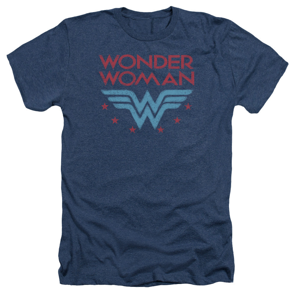 DC Wonder Woman Wonder Stars Adult Size Heather Style T-Shirt Navy