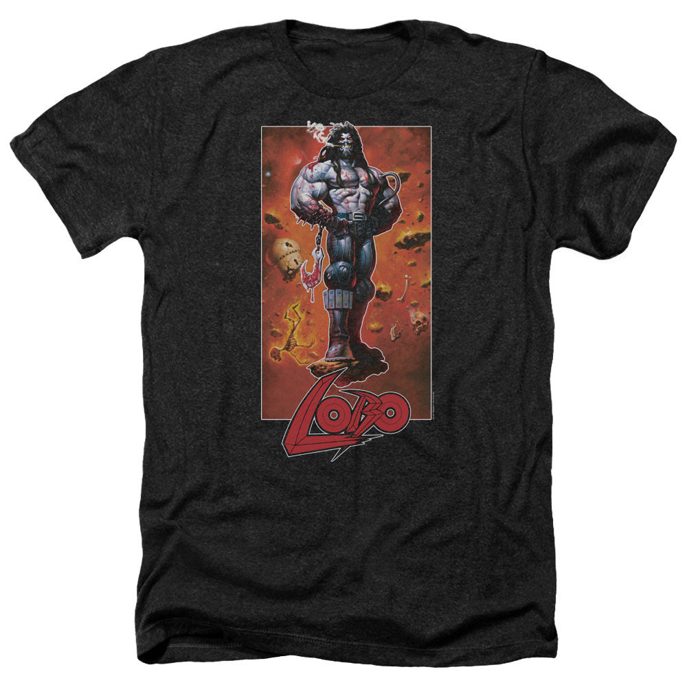Justice League of America Lobo Pose Adult Size Heather Style T-Shirt Black