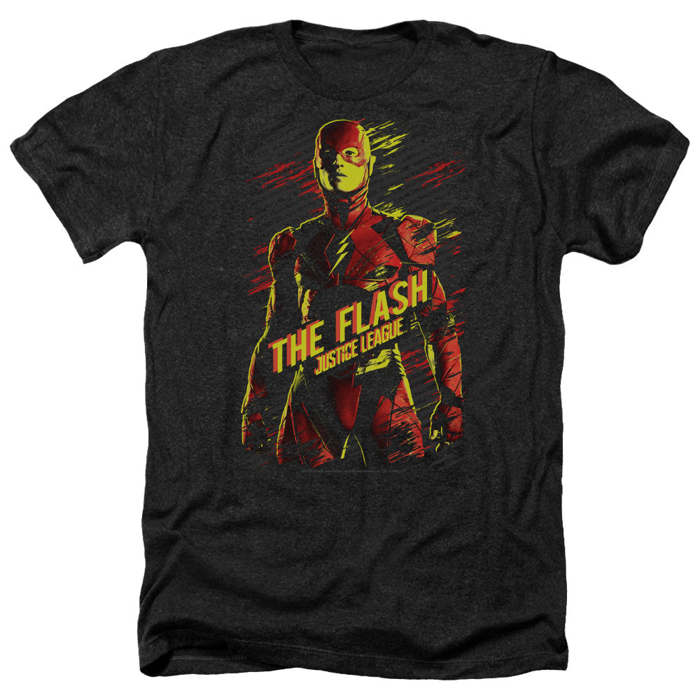 Justice League Movie The Flash Adult Size Heather Style T-Shirt Black