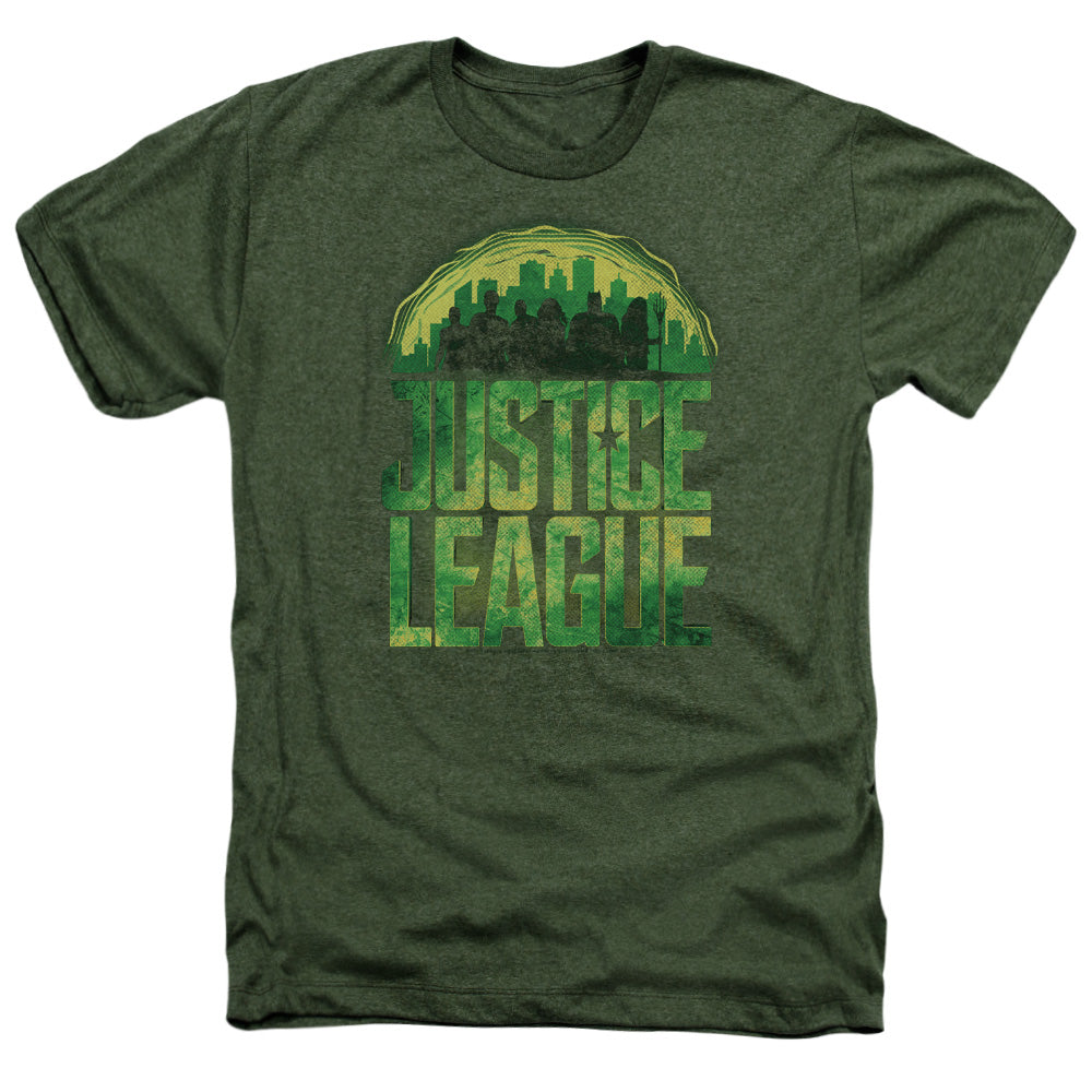 Justice League Movie Kryptonite Adult Size Heather Style T-Shirt Military Green