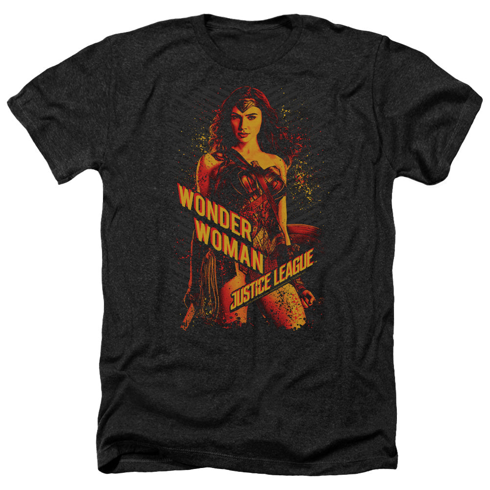 Justice League Movie Wonder Woman Adult Heather Style T-Shirt Black