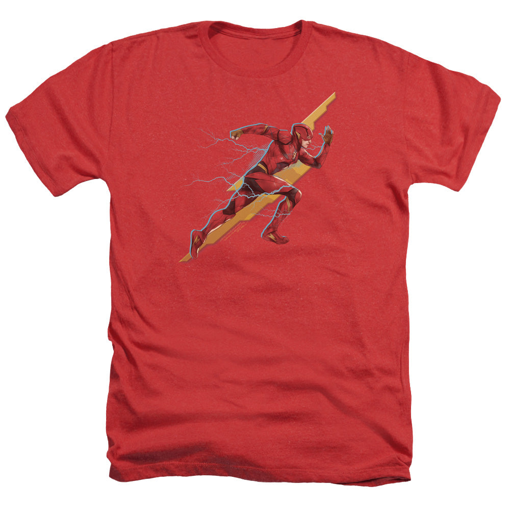 Justice League Movie Flash Forward Adult Size Heather Style T-Shirt Red