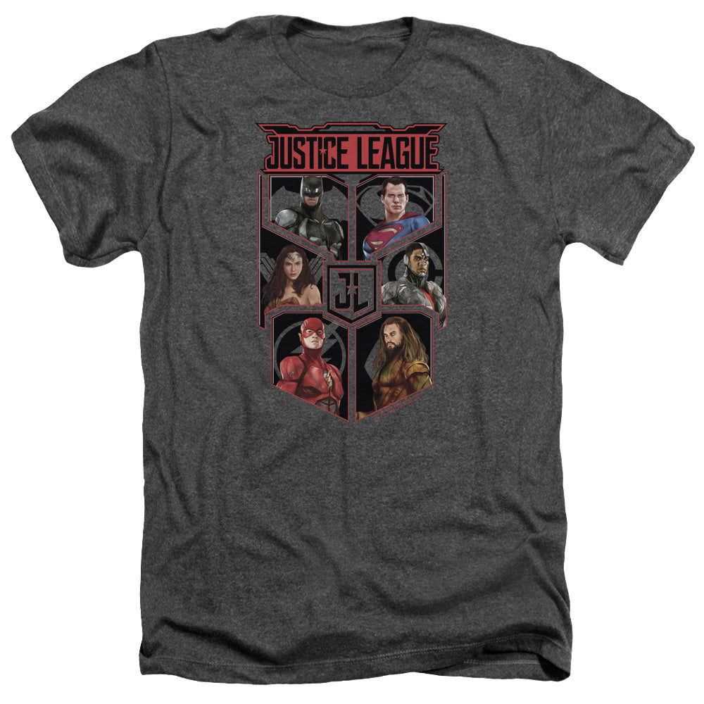 Justice League Movie League Of Six Adult Size Heather Style T-Shirt Charcoal
