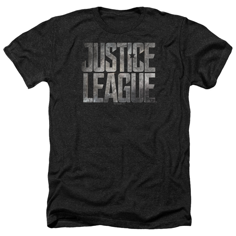 Justice League Movie Metal Logo Adult Heather Style T-Shirts Black