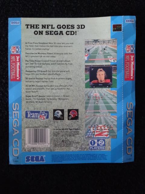 Joe Montana NFL Foorball Back Art Sega CD