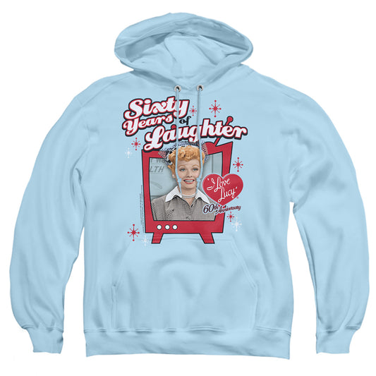 I LOVE LUCY : 60 YEARS OF LAUGHTER ADULT PULL OVER HOODIE LIGHT BLUE LG