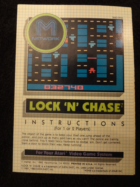 Lock 'N' Chase Instruction Booklet Atari 2600